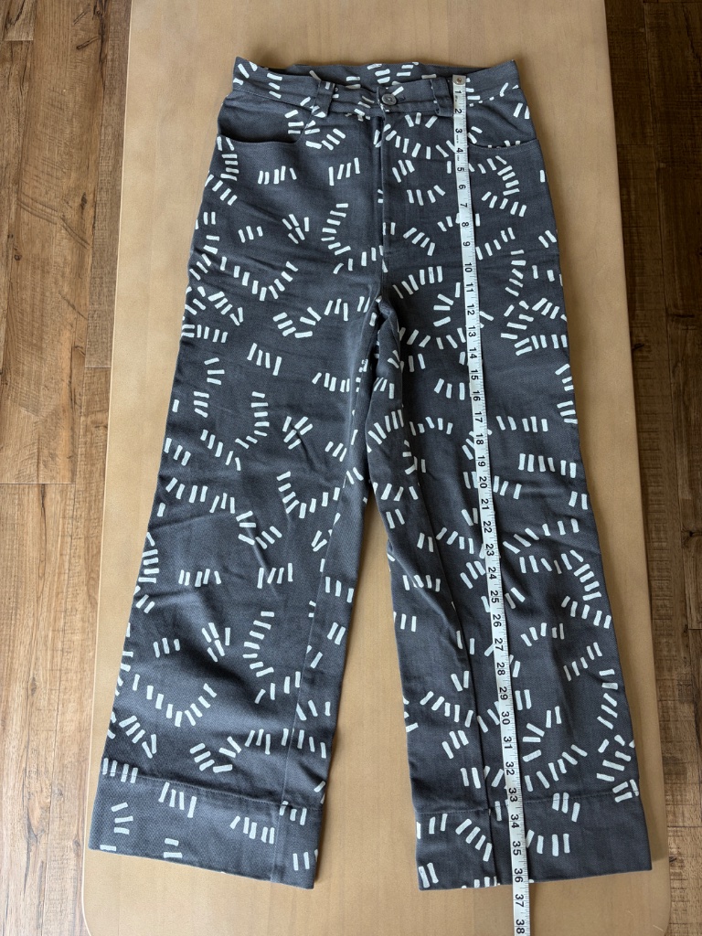 Dusen Dusen Bones High Waisted Pants Grey White Size 4 Cotton Made In Usa Nwot — image 4 of 8